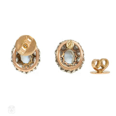 Antique diamond and moonstone cluster earrings