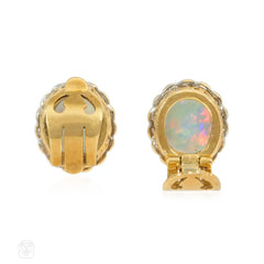 Antique diamond and opal cluster earrings