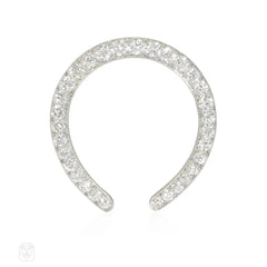 Antique diamond and platinum-topped gold horseshoe pin