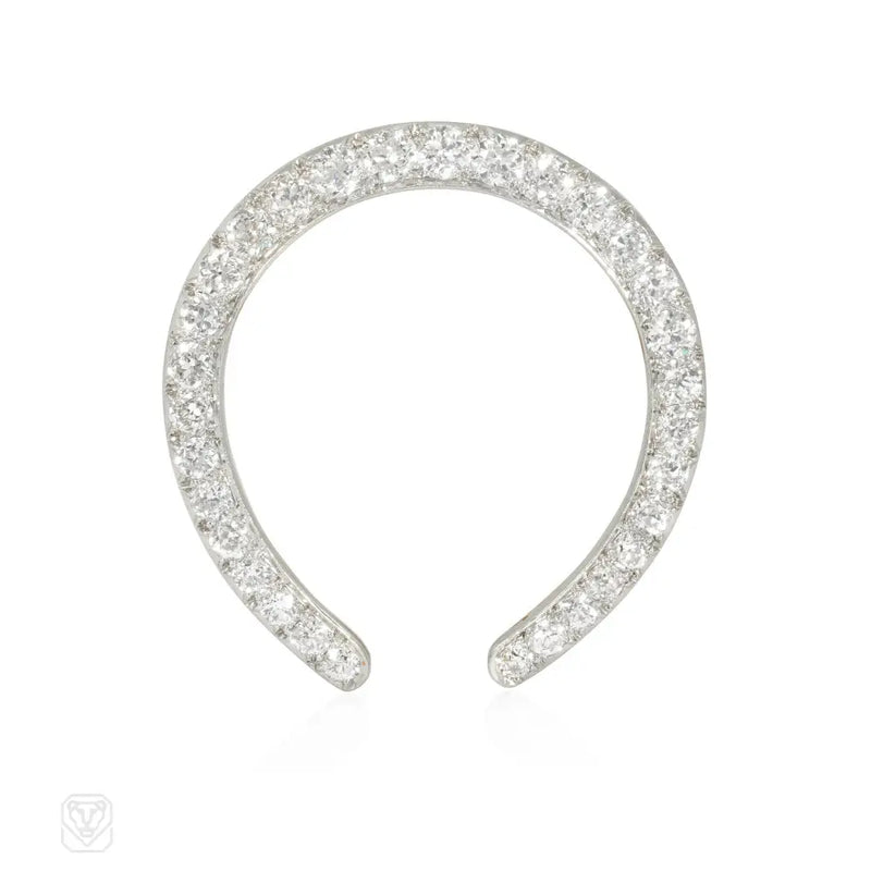 Antique Diamond And Platinum - Topped Gold Horseshoe Pin