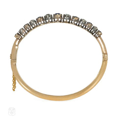 Antique diamond and sapphire half hoop bangle