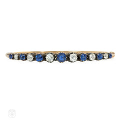 Antique diamond and sapphire half hoop bangle