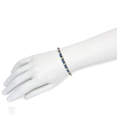 Antique diamond and sapphire half hoop bangle