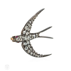 Antique diamond bird brooch