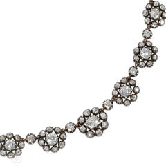 Antique diamond cluster necklace