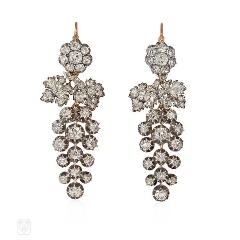 Antique Diamond Day - To - Night Grape Cluster Earrings