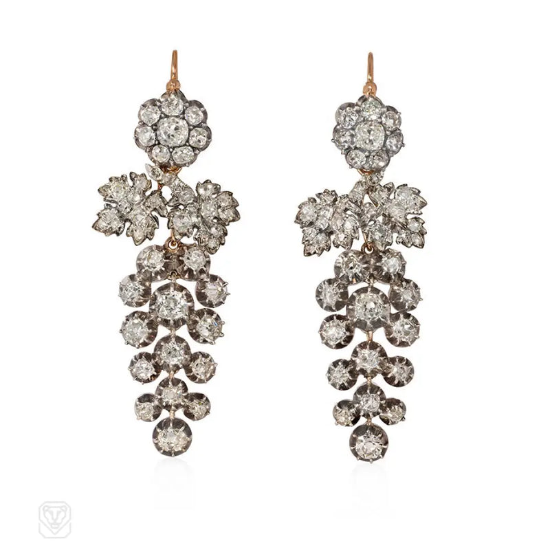 Antique Diamond Day - To - Night Grape Cluster Earrings