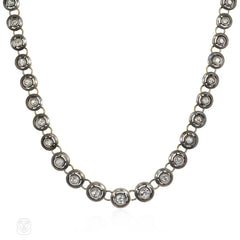 Antique diamond disk riviere necklace