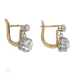 Antique diamond dormeuse earrings.