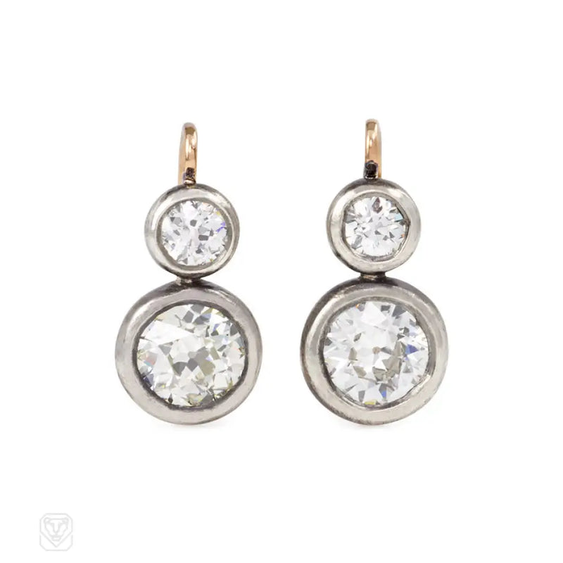 Antique Diamond Dormeuse Earrings