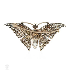 Antique diamond en tremblant butterfly brooch