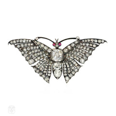 Antique diamond en tremblant butterfly brooch
