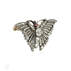 Antique diamond en tremblant butterfly brooch