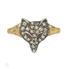 Antique diamond fox ring