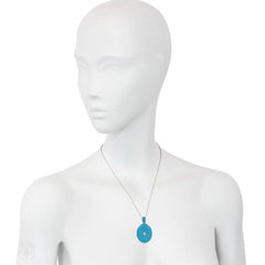 Antique diamond, gold, and blue enamel locket