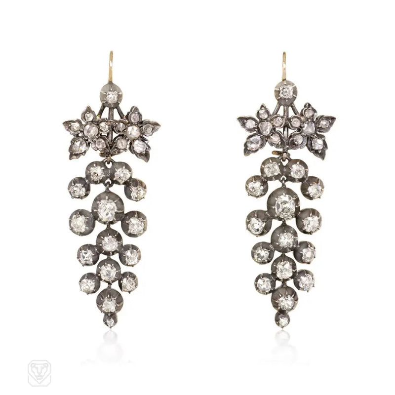 Antique Diamond Grape Earrings