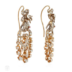 Antique diamond hand and garland earrings