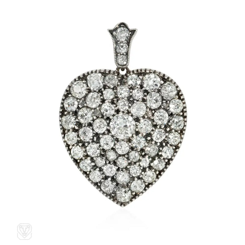 Antique Diamond Heart Necklace/Brooch