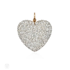 Antique diamond heart pendant