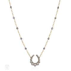 Antique diamond horseshoe pendant
