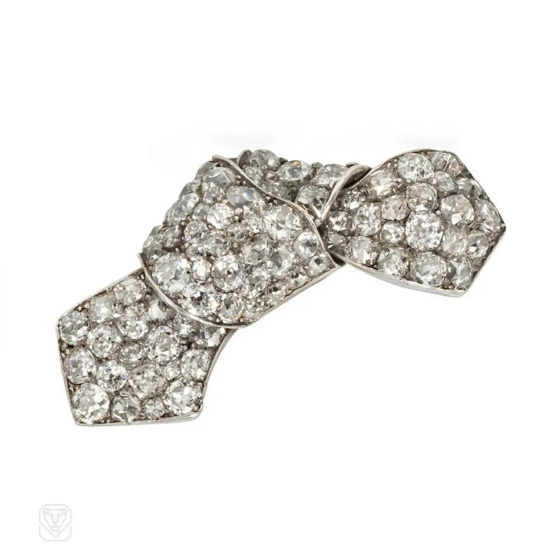 Antique Diamond Knotted Brooch Austro - Hungary