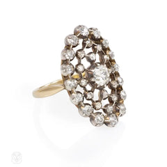 Antique diamond latticework ring