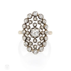 Antique diamond latticework ring