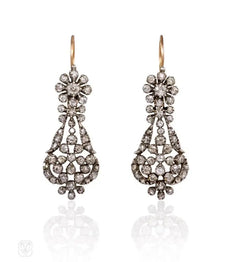 Antique diamond openwork earrings