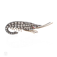 Antique diamond shrimp brooch