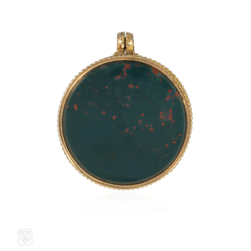 Antique Double - Side Bloodstone And Carnelian Locket