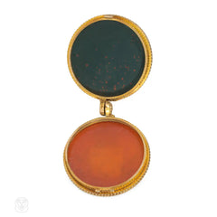 Antique double-side bloodstone and carnelian locket