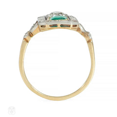 Antique Edwardian diamond and emerald ring