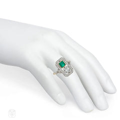 Antique Edwardian diamond and emerald ring