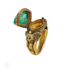 Antique Egyptian Revival poison ring, Marcus & Co.