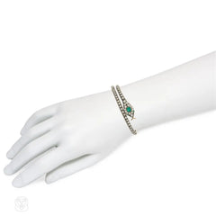 Antique emerald and diamond snake bracelet