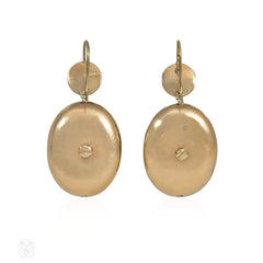 Antique enamel and banded agate pendant earrings