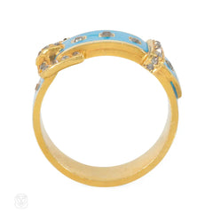 Antique enamel and diamond garter ring