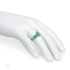 Antique enamel and diamond garter ring