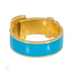 Antique enamel and diamond garter ring