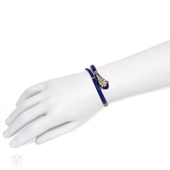 Antique enamel and diamond snake bracelet