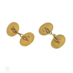 Antique enamel and gold sporting cufflinks