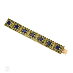 Antique enamel archaeological revival bracelet, France