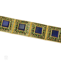 Antique enamel archaeological revival bracelet, France