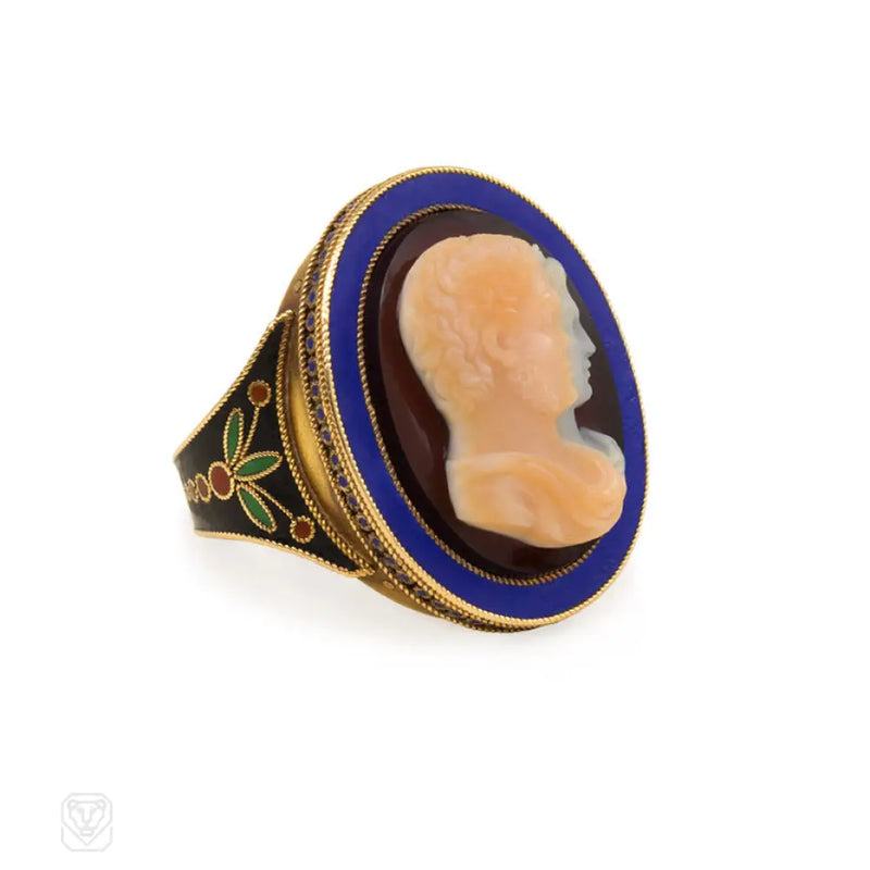 Antique Enamel Cameo Ring