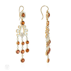 Antique enamel, garnet, pearl and diamond earrings