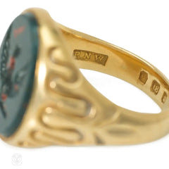 Antique English bloodstone ingalio ring