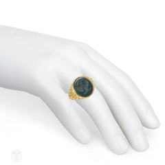 Antique English bloodstone ingalio ring