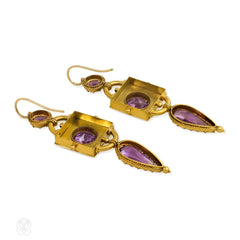 Antique Etruscan revival gold and amethyst earrings
