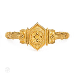 Antique Etruscan revival gold bracelet, France