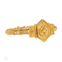 Antique Etruscan revival gold bracelet, France